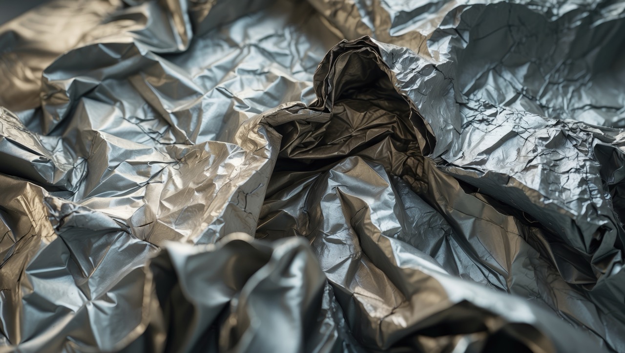 Crinkled aluminum foil for background